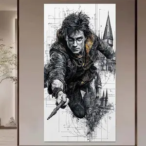 1 DIY diamond painting kit, 5D diamond art kit, DIY decoration, wizard, architecture, wand. Diamond painting kit with full round diamonds, mosaic, diamond art, DIY art home decor, suitable for Christmas.