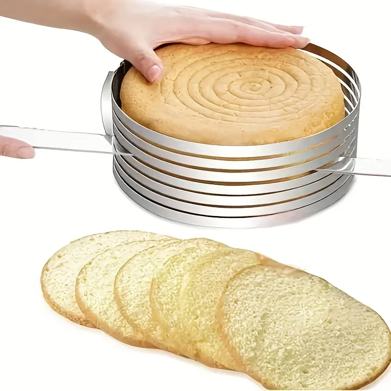 Adjustable Cake Leveler Set, Stainless Steel Layer Cake Cutting Tool, Bakeware, Baking Accessories, Baking Utensils, Fits 6-8 Inch Cakes, Spring Molds, Mousse Rings, Dishwasher Safe