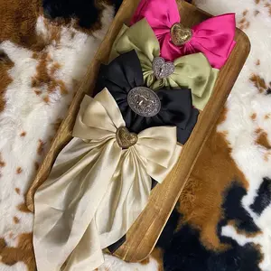 Western Coquette Handmade Hair Bow - Elegant Design with Beads and Unique Color Variations for Fashion Accessories