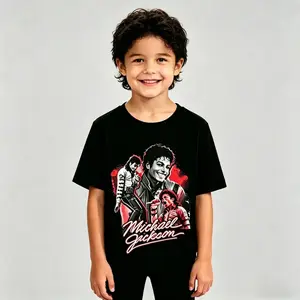 Michael Jackson Kids T-Shirt, Boys Girls Soft Short Sleeve Tee, Pop Music Graphic Casual Summer Top, Trendy Kids Clothing for Halloween Christmas Birthday Gift