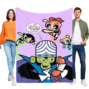 Powerpuff Girls Halloween Flannel Blanket Machine Washable Spooky Season Decor Super Soft Throw for Kids Adults Bed Sofa Birthday Gift