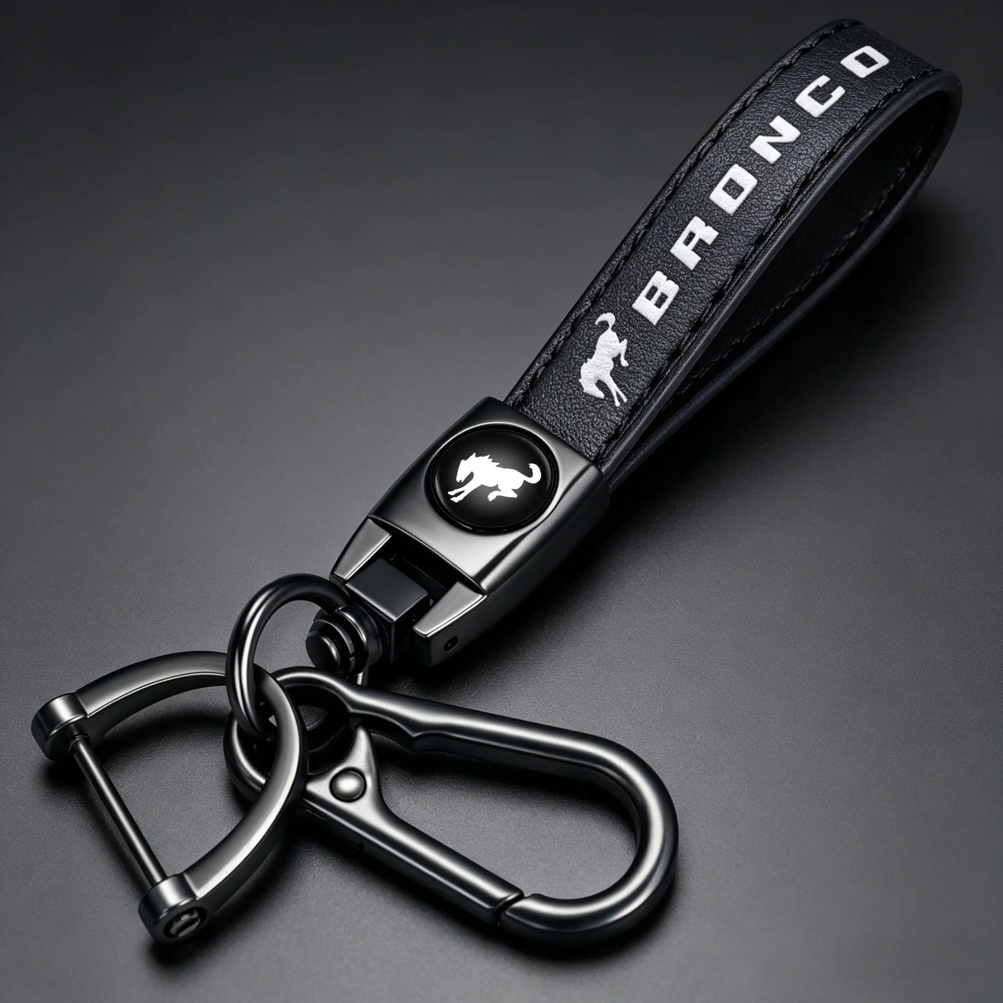Genuine Leather Car Key Chain Wristlet Lanyard for Ford Bronco Sport Anti-Lost D Ring Keyring Key Fob Holder Men Women Car Keychain Accessories Birthday Family Gift Present Car Keychain Set zinc alloy key