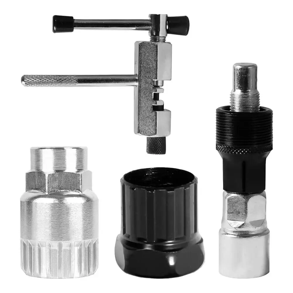 4-Piece Carbon Steel Bicycle Repair Kit - 20-Tooth Cartridge, 9.5mm Head Diameter Tools for Crank, Bottom Bracket, Chain, Freewheel Tasks - Professional Multifunction Set for MTB, Road Cycling Maintenance
