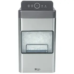 Orgo The Nugget Countertop Ice Maker, Makes 33 lbs. in 24 hours, Nugget Shaped In 2 Sizes, Stainless Steel Ice Maker Ready In 10 Minutes, Self-Cleaning, Includes Scoop, RGN3505, Gray