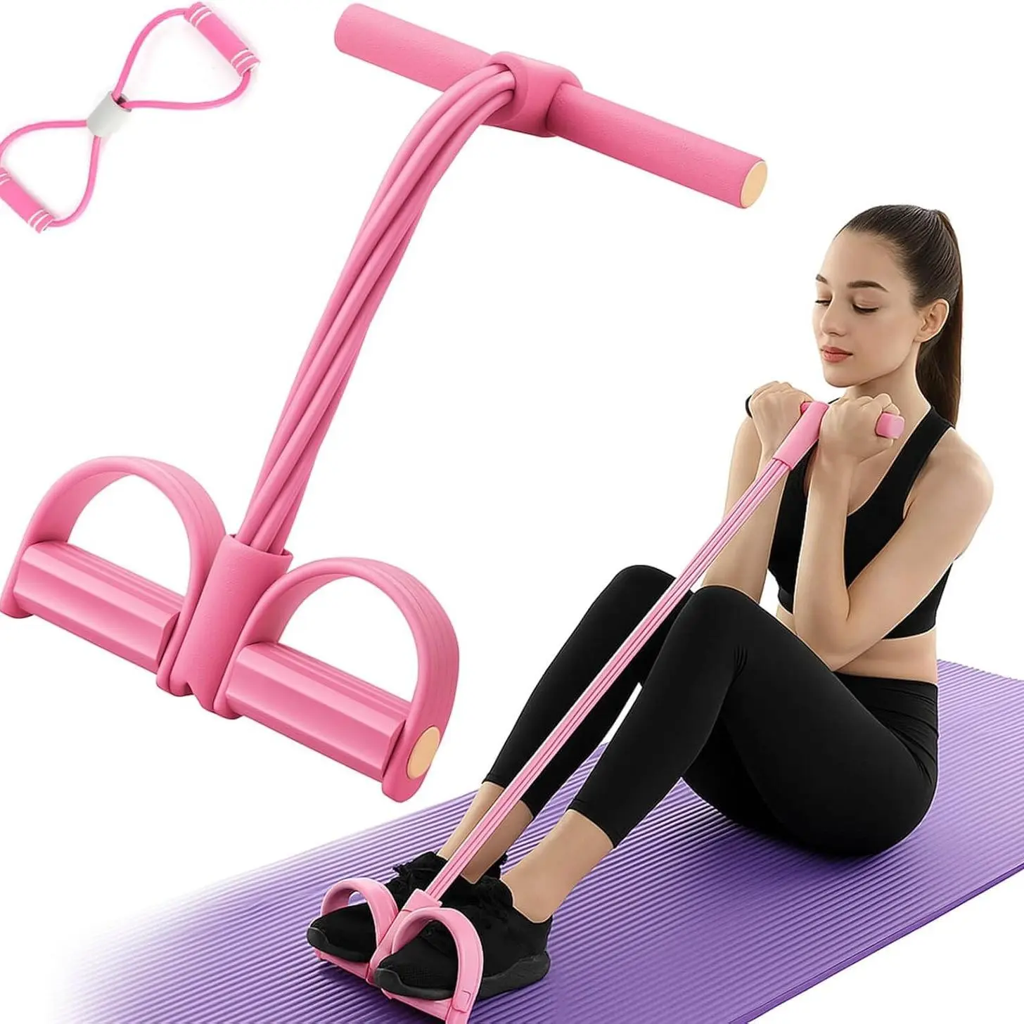 Pink 6-Tube+Figure 8 Resistance Band