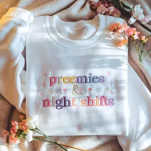 Embroidered NICU Nurse Sweatshirt, RN Preemie Night Shift Crew Shirt