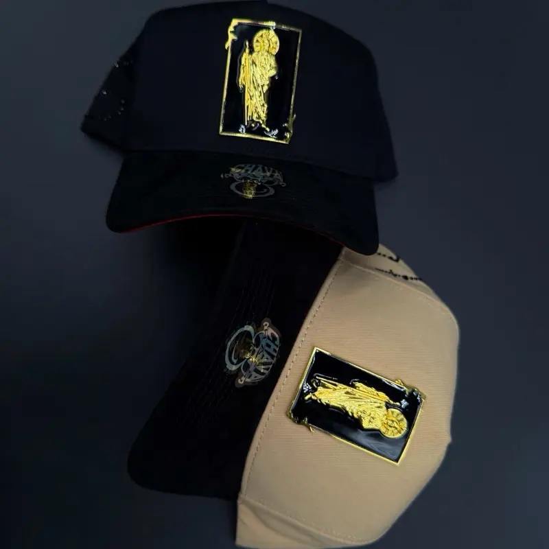Gorra San Judas Rosario Chava Hats - High-Quality Baseball Cap with Gold Embroidery and Black Beige Options