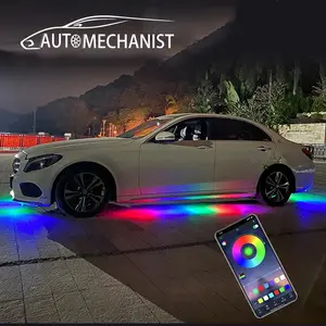 Colorful LED Strip Lights Car Bumper Door Decoration Sticker Underglow Light Accessories Exterior Part Auto Undercarriage Lights