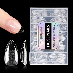 Short almond Gel Nail Tips - 216pcs Full Cover Gelly Tips, 12 Sizes for Home DIY & Nail Salon, Acrylic Nail Extension