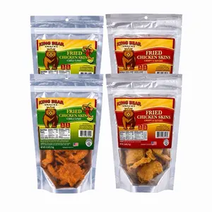 King Bear Snacks Fried Chicken Skins NOW 2.5 oz Pack Made in the USA | 4 PACK BUNDLE (2 Original/ 2 Chili Lime)