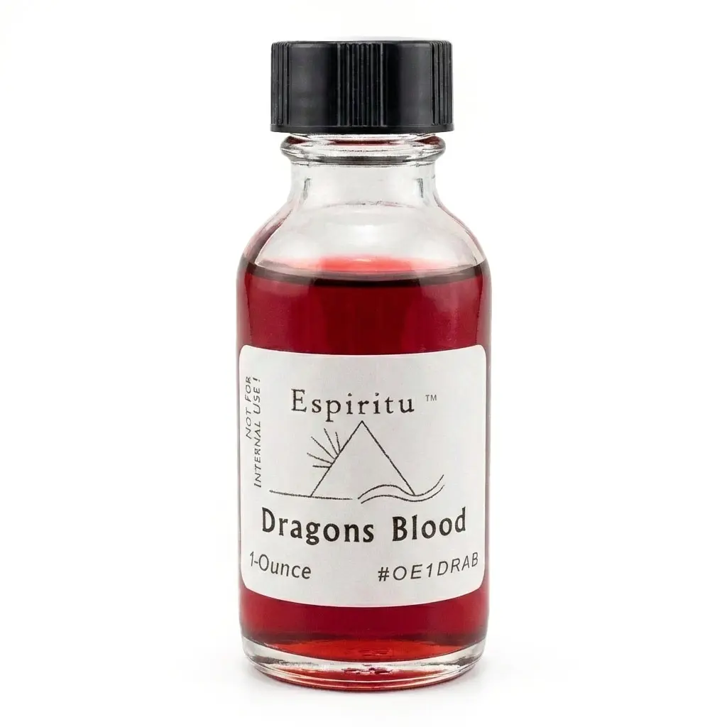 Traditional Warm Resinous Dragon's Blood Resin-Based Espiritu Oil - 1oz Home Fragrance, Protection & Power Anointing Oil for Candle Use, Anoints Candles with Intent