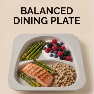 Balanced Diet Melamine Plate, Elegant Eco-Friendly Ceramic-Like, Lightweight and Shatter-Resistant, Perfect for Everyday Use