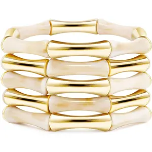 Tube Bangle Bracelets for Women Stackable  Chunky  Beads Stretch Friendship Summer Beach Bracelet