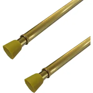 2PCS Lightweight Regular Duty Adjustable Tension Rod 7/16" Diameter Adjusts 18-28 Inches Brass Finish