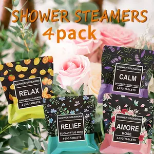 4 Pack Essential Oil Bath Tablets, Gentle Scent, Romantic Rose, Soothing Lavender, Fresh Eucalyptus, Relaxing Mood, Easy Use, Great Gift for Women & Men, Bath & Body Care Product-shower steame, Shower Products