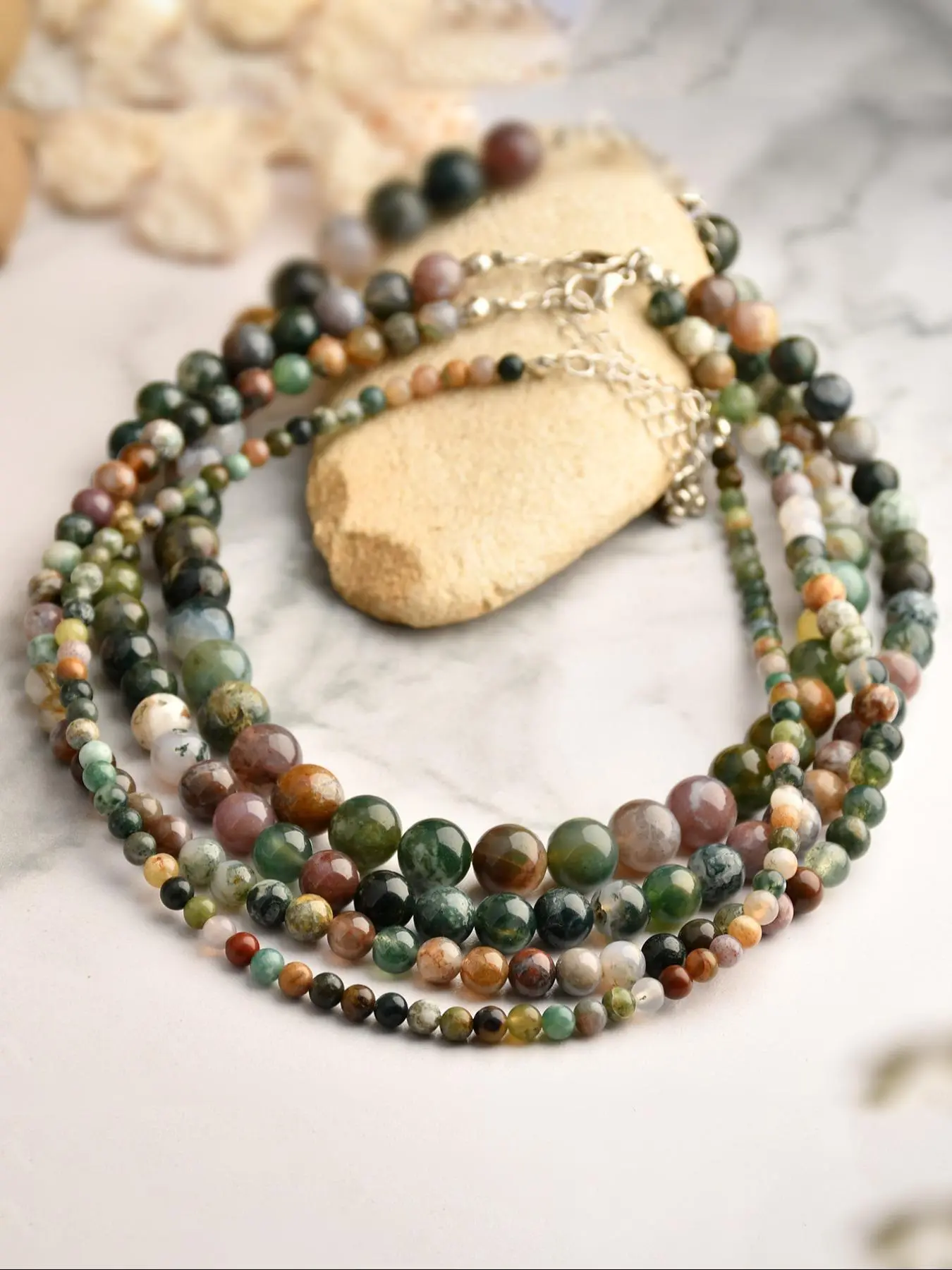 4mm/6mm/8mm/10mm Vintage Beaded Necklace, Multilayer Necklace, Decorative Beaded Necklaces, Dainty Layering Jewelry, Boho Style Beaded Necklace for Party, Daily Clothing Decor, Trendy All-match & Exquisite Jewelry for Birthday Gift, Dainty Necklaces