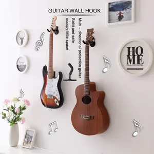 Wall-Mounted Guitar Hanger, Wooden Ukulele Stand, Guitar Stand Rack, Metal Hook, Protection for Flute & Erhu, Compact Size 15x8x4cm, No Ca Prop 65 Warning