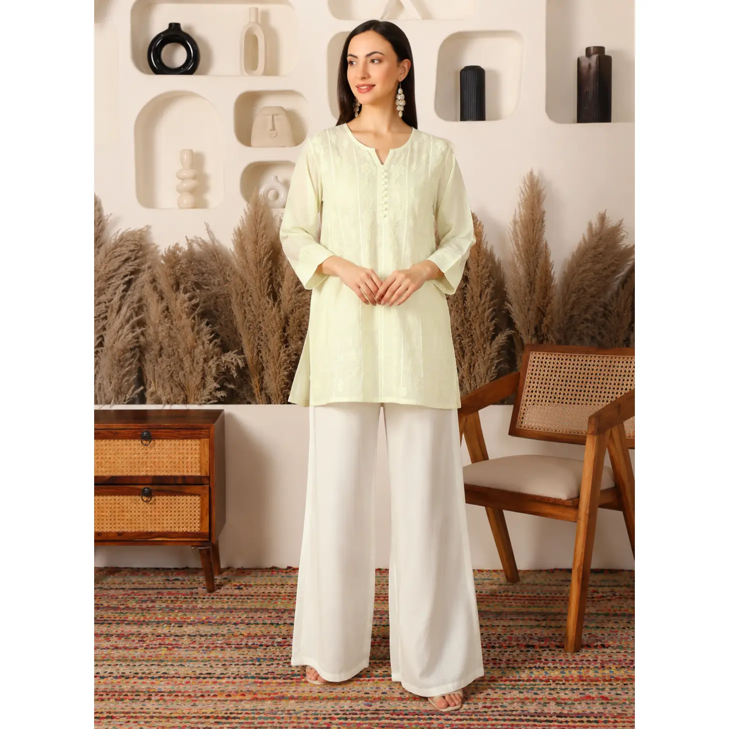 Meher Cotton Mul Yellow Anarkali Top