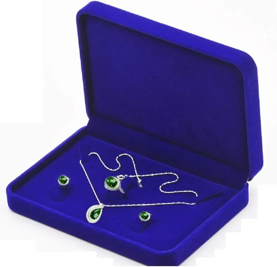 Wedding  Sets  Box Necklace Earring Ring Display Case Storage Holder (Blue)