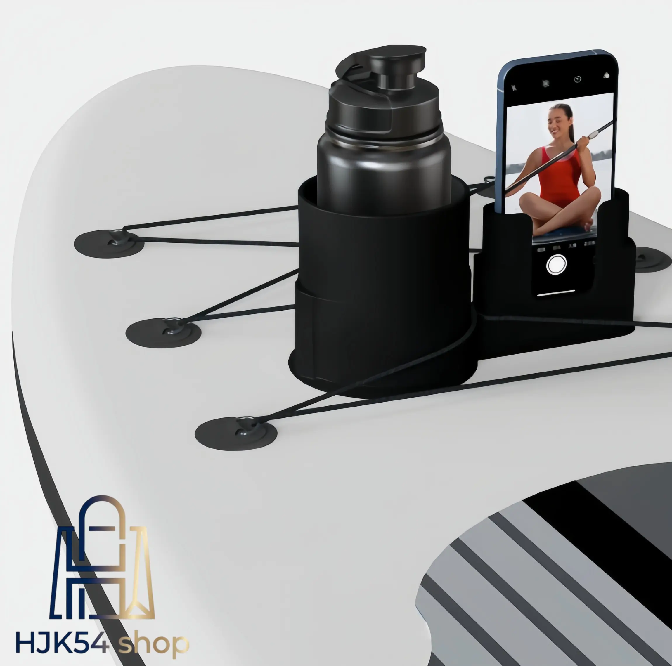 Paddle Board Cup Holder & Smartphone Mount, Multi-Use Non-Slip Storage Accessory for Kayak and Surfing, Cellphone, Mobile Mount, Paddle Board Accessories, Secure