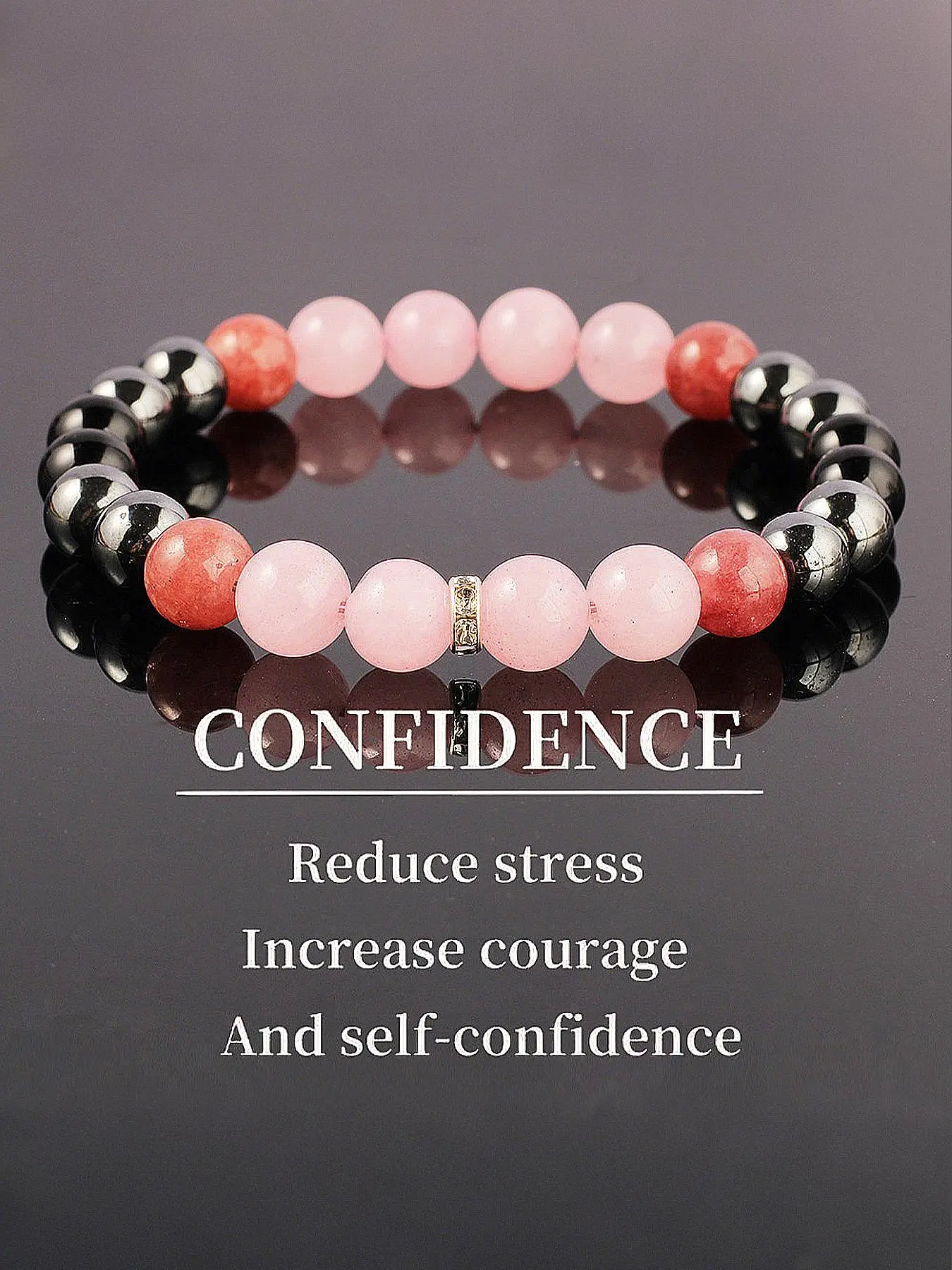 Natural Stone Pink Crystal Black Agate Bracelet, Fashionable and Versatile Design Suitable for Wearing at Any Time, Gift for Friends