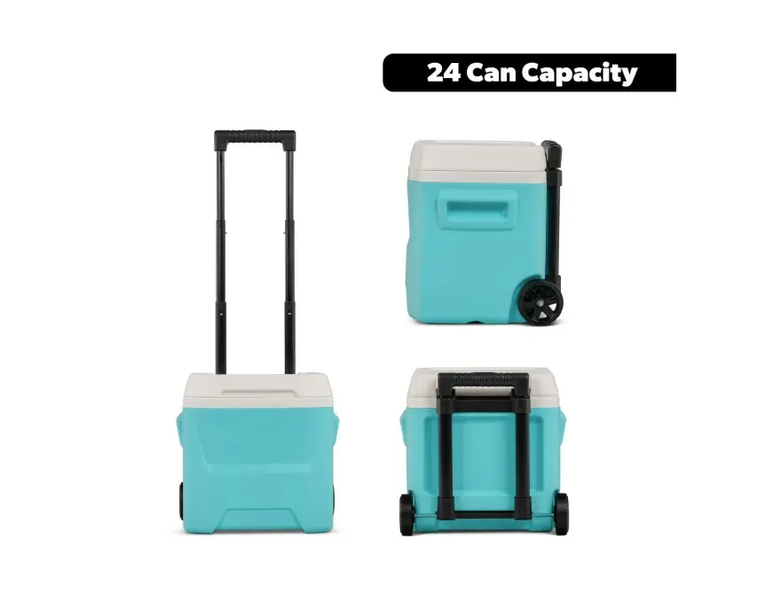 16 QT Laguna Hard-Side Ice Chest Cooler with Wheels, Aqua Blue – Sports & Outdoor Camping Hiking Camp Kitchen Essential