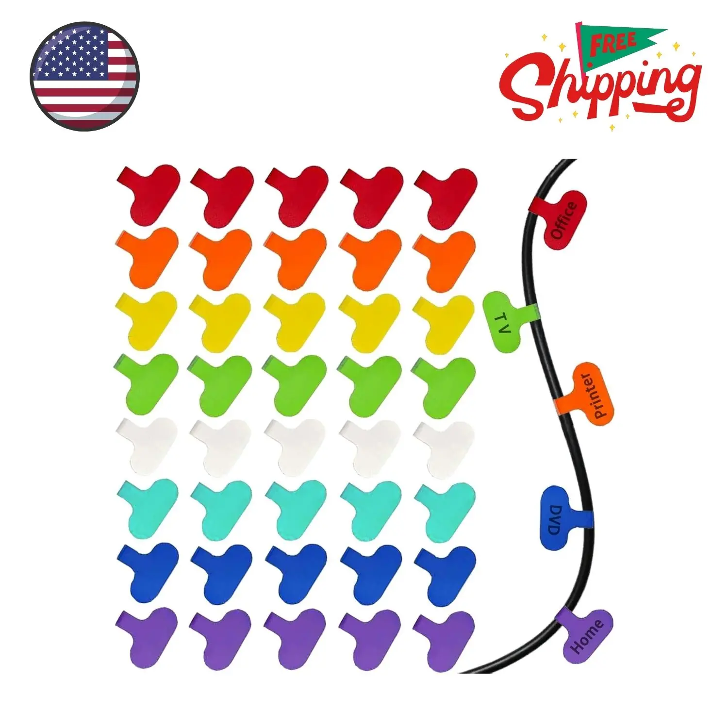 40 Pcs Multi Color Cable Labels, Oval Wire Labels for Electronics