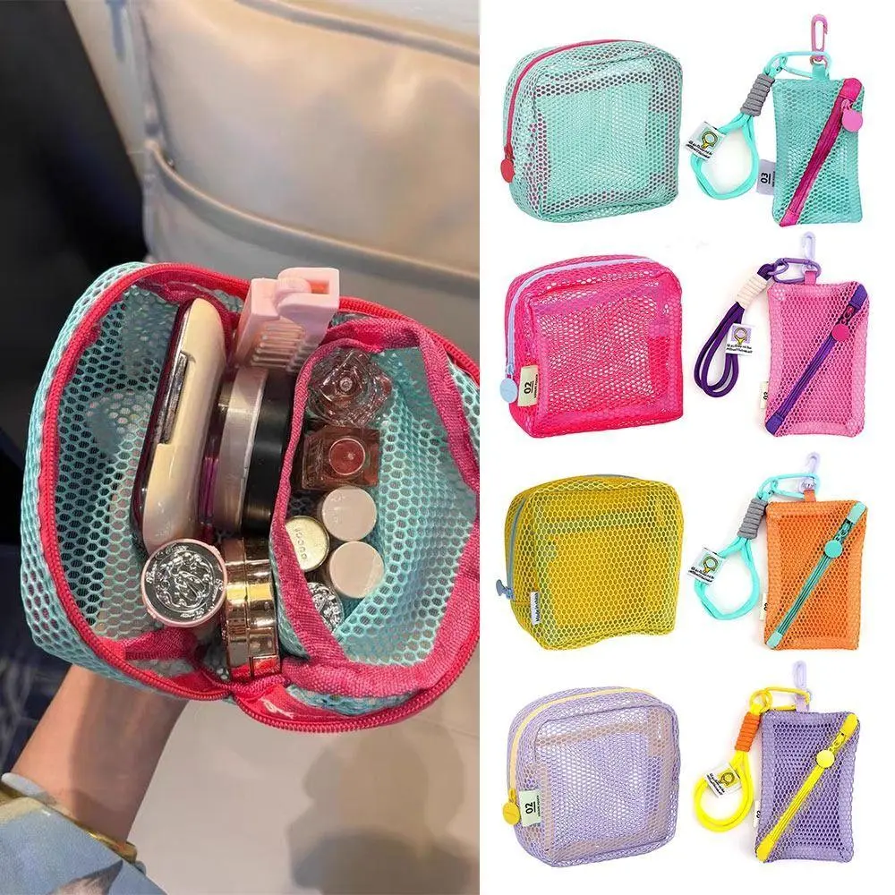 Small Capacity Key Bags Transparent Cosmetic Bag Square Mesh Storage Pouch Mini Zipper Coin Purse Mini Wash Bag Stationery Case