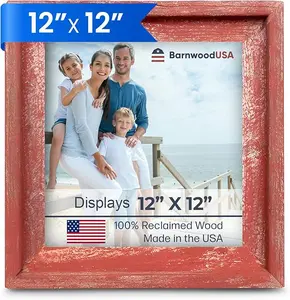 BarnwoodUSA 12" x 12", 12" x 18", 16" x 20", 24" x 36"  Rustic Picture Frame - Reclaimed Wood, Crafted in the USA, Featuring Clear Plexiglass, Ideal for Living Room, Bedroom, and Office
