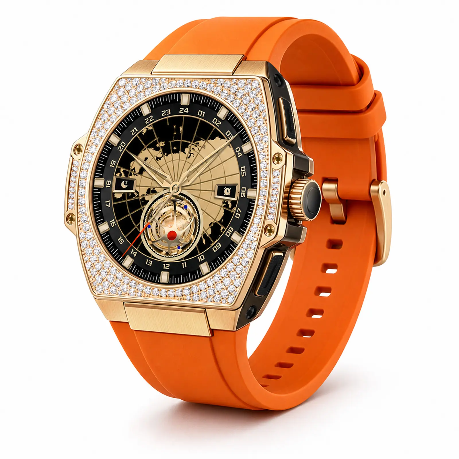 Only Dream Men's Luxury Hand-Set Crystal Smartwatch, 174 Cubic Zirconia Stones, 1.43'' AMOLED Display, Bluetooth Calling, IP68 Waterproof, Heart Rate & Sleep Monitoring, 14-Day Battery Life, Compatible with iOS & Android