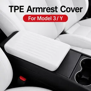 Tesla Armrest Cover for Model 3/Y Matte Black TPE Protection