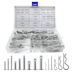 122 count Cotter Pin Hair Pin Clevis Pin Assortment Kit,R Clips Retaining Hair Pins Assortment, Including Single Hole Clevis Pin&Split Cotter Pin&R Clip Hitch Pin for Trailer Latch, Zinc-Plated
