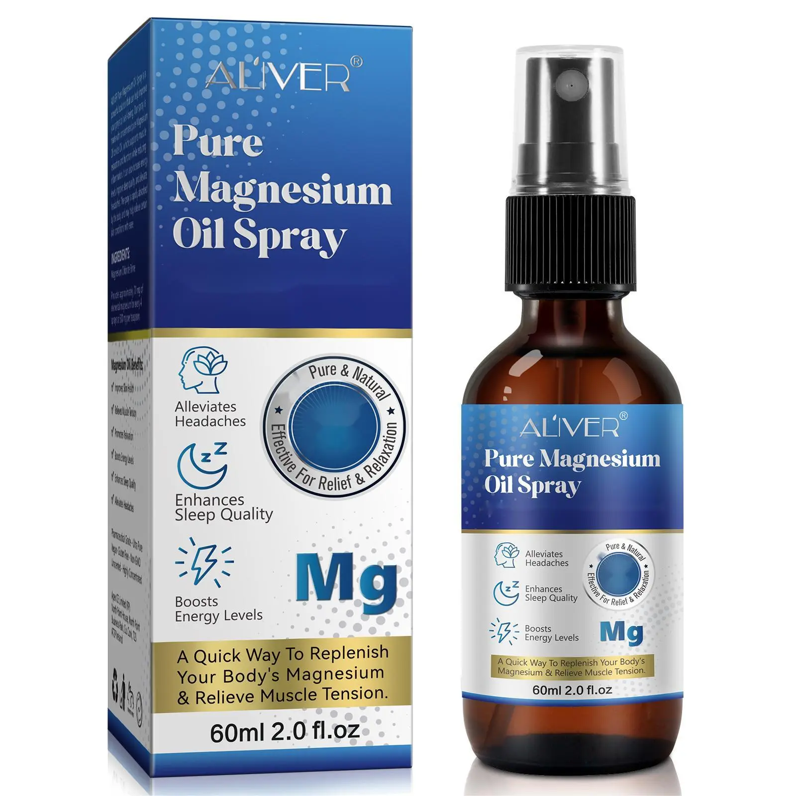 【live】2024 New Viral - Aliver Pure Magnesium Oil Spray(60ml), Glass Bottle Spray Body Care Comfort 【live】2024 New Viral - Aliver Pure Magnesium Oil Spray(60ml), Glass Bottle Spray Body Care Comfort