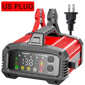 US Plug 12V-24V Car Battery Charge 8-Segment Pulse Repair 15A 25A Booster Mode Auto BatteryCharger for AGM GEL Lead-Acid LiFePO4