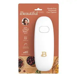 Beautiful Hands-Free Automatic Battery Powered Electric Can Opener, White Icing by Drew Barrymore