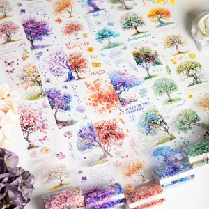 Tree Pattern Washi Tape, 1 Roll/bag Colorful Self Adhesive Decorative Tape, DIY Decorative Tape for Scrapbooking, Journaling, Gift Wrapping