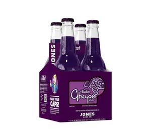 Jones Soda Nuka Grape Cola 4-Pack 12oz Glass Bottles with Collectible Carrier Sweet Grape Flavor Fallout 4-Pack Ready to Ship Beverage