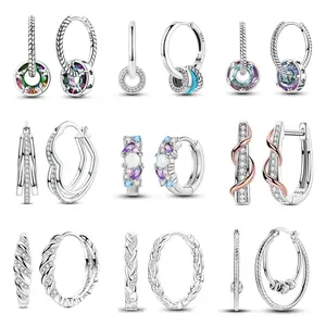 MULA geometric Silver-plated earrings with zircon | White gold plated, elegant design | Perfect gift for birthday, anniversary, Valentine's Day | Perfect jewelry for girls and women