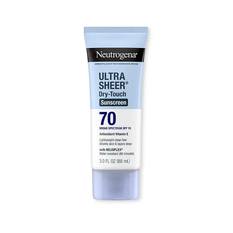 Neutrogena Ultra Sheer Dry-Touch Sunscreen Lotion SPF 70, Broad Spectrum Protection, Water Resistant, Non-Comedogenic, 3 fl oz Lightweight Formula