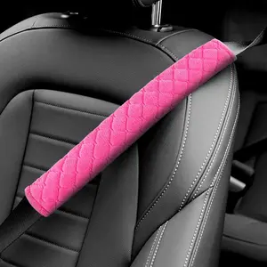 Seat Belt Pads Cover, 2 count 15in Extra Length Seat Belt  Strap Covers Protector to Release  to  and  for a Safety Driving (Pink)