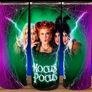 Hocus Pocus Halloween Sanderson Sisters Witch Cup Mug Tumbler 20oz with Slide Closure Lid & Reusable Straw Handmade Drinkware