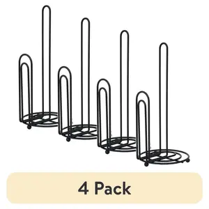 (4 pack) Mainstays 13.1" Stylish Metal Wire Paper Towel Holder, Black