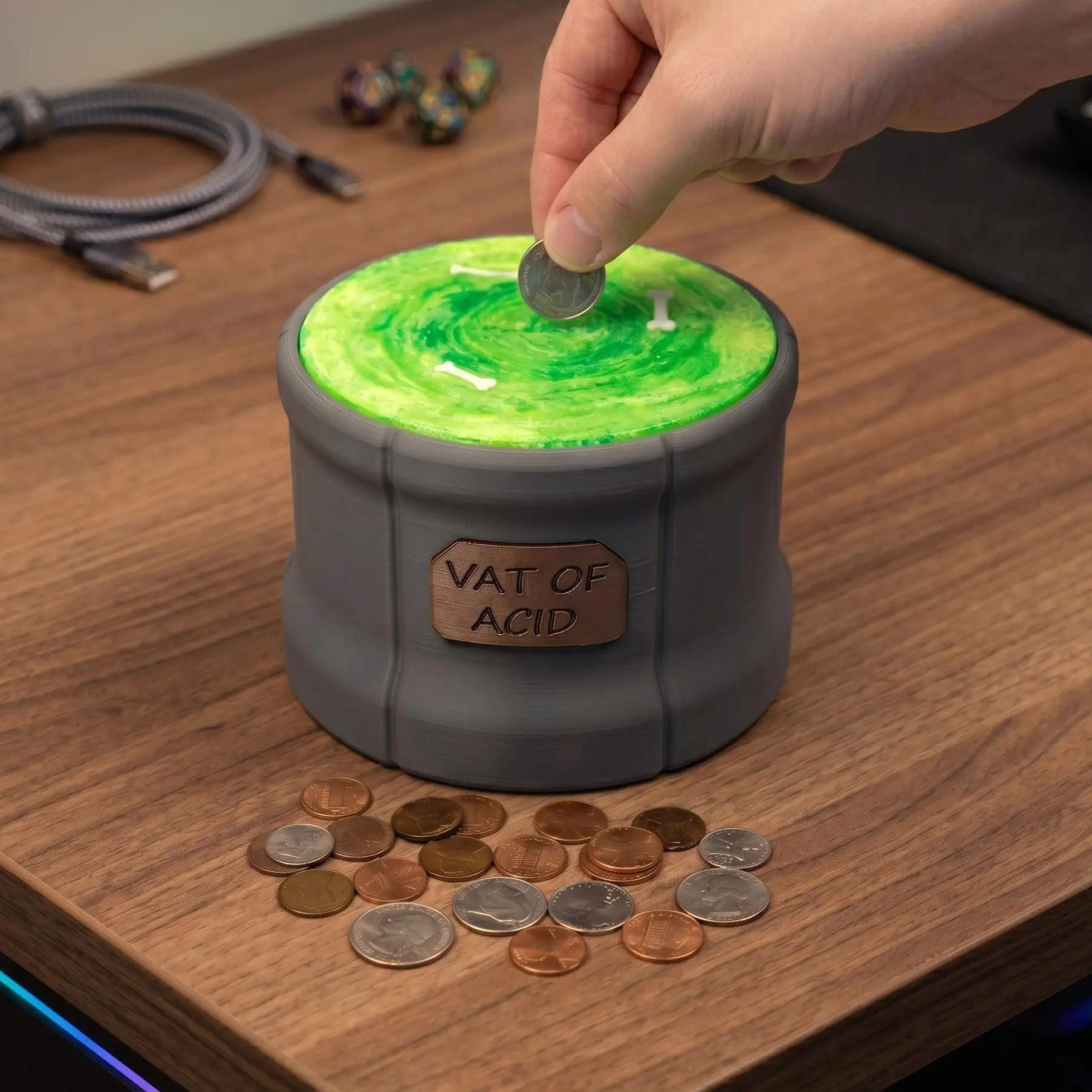 Rick and Morty Vat of Acid Piggy Bank | Sci-Fi Desk Accessory, Funny Cartoon Coin Bank, Nerd Culture Gift