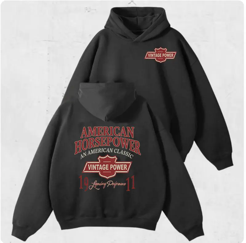 Streetwear Vintage  American Hoodie – 90s Style Unisex Car Lover Pullover, Classic Accessories Shirt