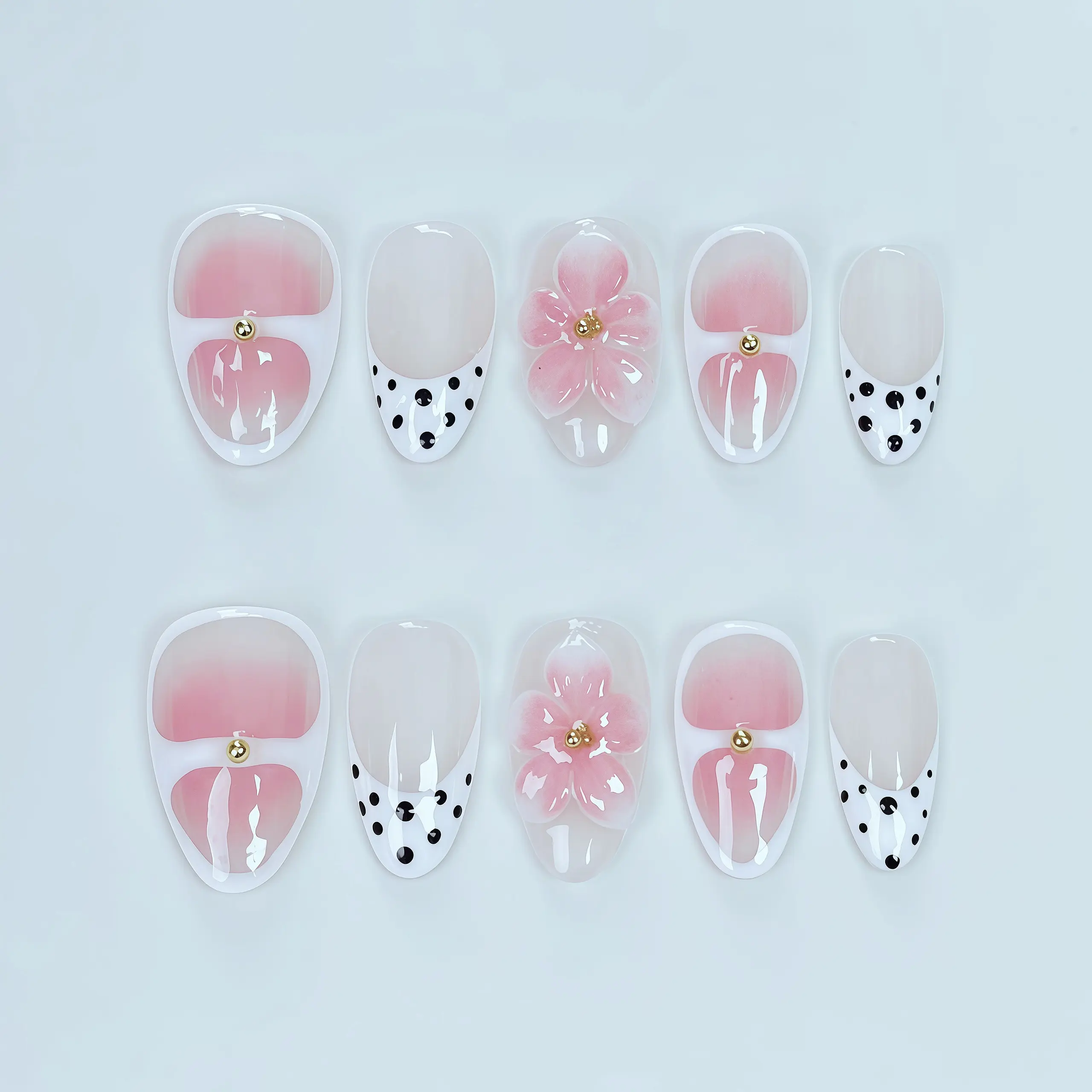 (Handmade) Customizable DIY 3D high-end carved ice flower private whitening nail art birthday party christmas winter fall, Handmade Reusable Nails, Easy Paste