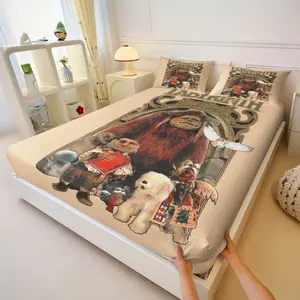 3D Printed Labyrinth "Should You Need Us" Print Poster Style Fitted Sheet Set, Includes One Bedspread and 2 Pillowcases, Soft Skin-friendly Retro Bedroom Bedskirt Decor, Perfect Gift for Cult Movie Lovers