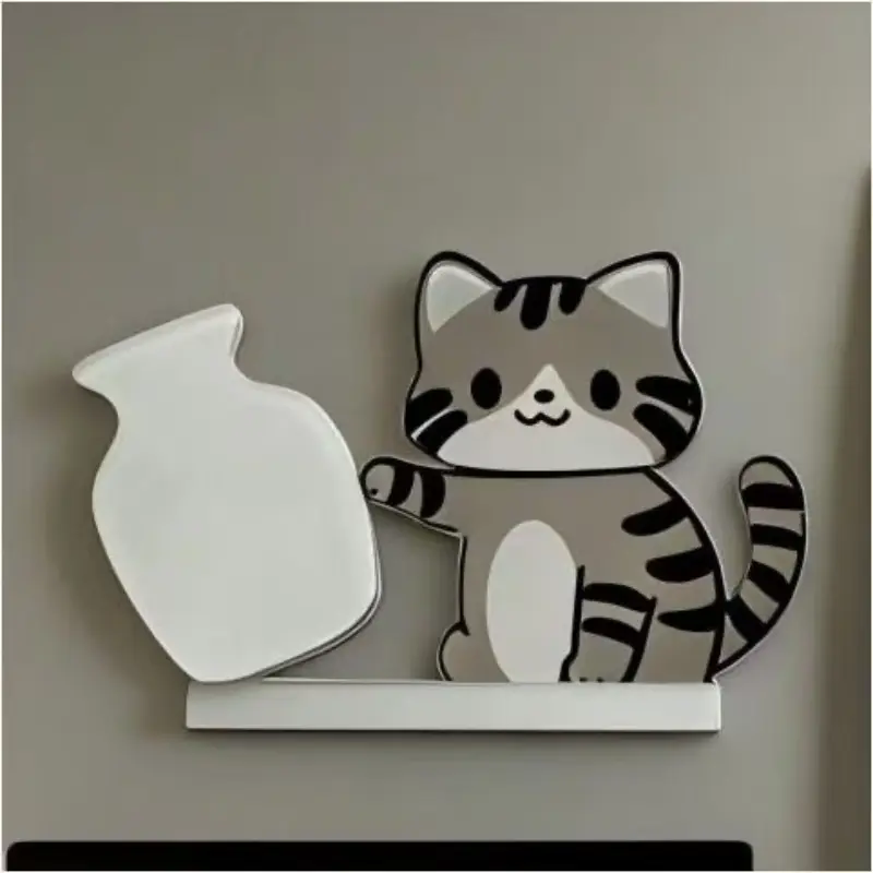 Cute Cat Acrylic Magnet Refrigerator Sticker, Decorative Cat Whisker Holder, Insertable Whiskers, Small Cat Bottle Push Toy, Refrigerator Decorating Magnets, Cute Magnets For Fridge