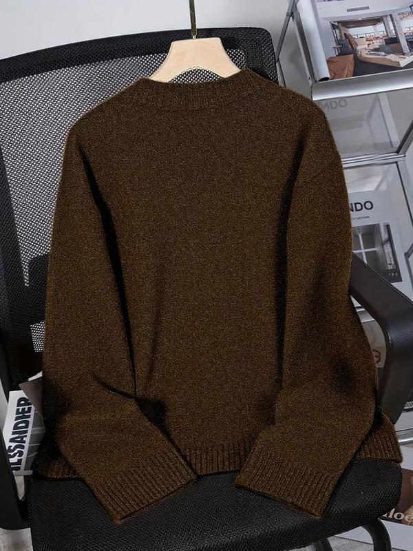 Women's Vintage Knit Sweater, Fall Winter New Round Neck Loose Fit Casual Soft Comfortable Top, Elegant High-End Slimming Design