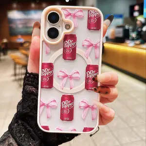Coca-Cola Pattern Magnetic Case, Magnetic Charging, iPhone 15 Pro Max, Apple 14 Pro, Air Cushion Anti-Drop, Soft Full Cover