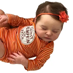 TopLink 50cm 20inch Soft Vinyl Reborn Baby Doll Toy for Girls Lifelike 3D Skin Closed Eyes Hand-Rooted Hair Birthday Gift with Clothes Set & Pacifier Sleeping Doll Doll Accessories